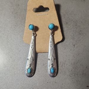 Turquoise and Silver Dangle Earrings